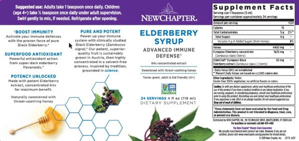 Benefits of Elderberry Syrup 24 servings - 24 Servings | New Chapter | Immune defenses