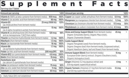 Ingredients of Every Man's One Daily dietary supplement - vitamin A, vitamin C, vitamin D3