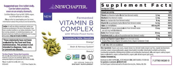 Benefits of Fermented Vitamin B Complex - 30 Tabs | New Chapter | Supports immune system