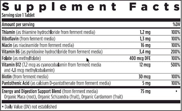 Ingredients of Fermented Vitamin B Complex dietary supplement - vitamin B, vitamin B12, niacin