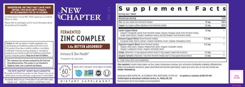 Benefits of Fermented Zinc Complex - 60 Tabs | New Chapter | healthy joint function