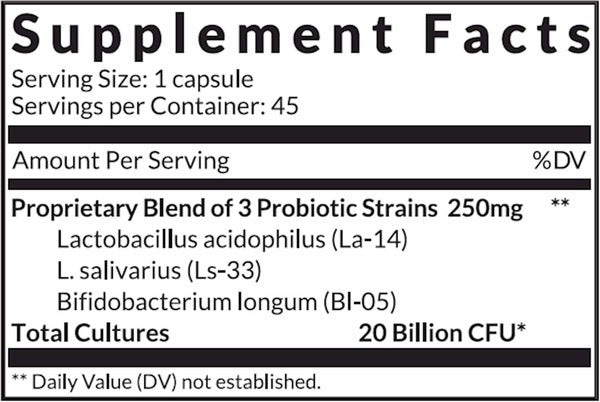 Ingredients of Fortefy Dietary Supplement - Proprietary Blend of 3 Probiotic Strains, L salivarius