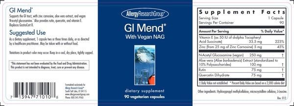 GI Mend 90 caps Allergy Research