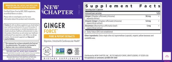 Benefits of Ginger Force - 60 Veg Caps | New Chapter |  Supports intestinal health