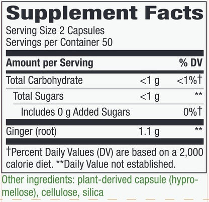 Natures way Ginger Root - Supplement Ingredients - Ginger Root 1.1g