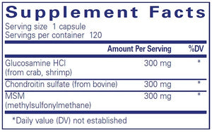 Pure Encapsulations Glucosamine Chondroitin with MSM Supplement Ingredients