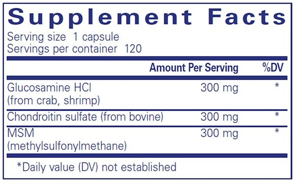 Pure Encapsulations Glucosamine Chondroitin with MSM Supplement Ingredients
