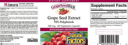 Benefits of Grape Seed Extract - 60 Veg Caps | Natural Factors | Supports inflammatory response