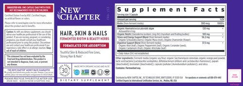 Benefits of Hair, Skin & Nails - 30 Veg Capsules | New Chapter | healthy skin, hair & nails