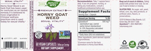Benefits of Horny Goat Weed - 60 Vegan Capsules | Natures way | Sexual Vitality