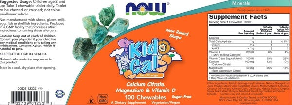 Kid Cal Chewable Calcium 100 chew tabs NOW