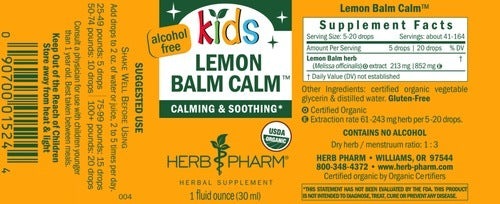 Kids Lemon Balm Calm AF Herb Pharm