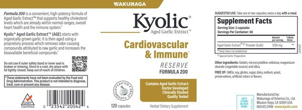 Kyolic Cardiovascular & Immune Reserve 1200 mg Wakunaga