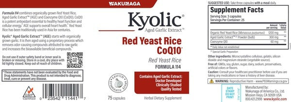 Kyolic Red Yeast Rice CoQ10 Formula 114 Wakunaga