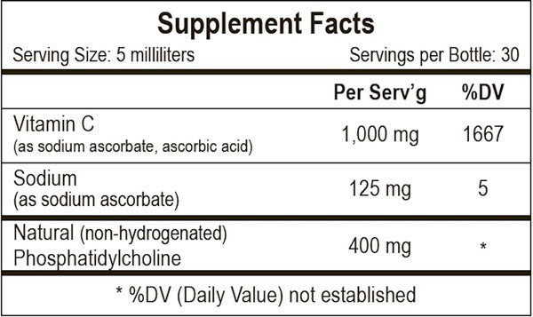 Ingredients of Liposomal Vitamin C Dietary Supplement - Vitamin C, Sodium, Natural Phosphatidylcholine
