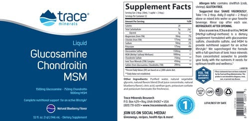 Liquid Glucosamine/Chon/MSM Trace Minerals Research