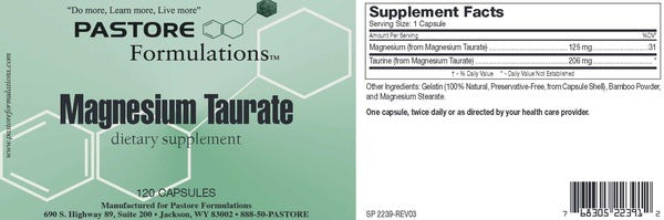 Magnesium Taurate Pastore Formulations