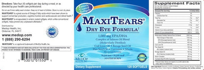 MaxiTears Dry Eye Formula Maxivision - 1000mg EPA/DHA Complex of Salmon Oil Blend