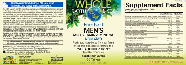 Men's Multi Non-GMO Whole Earth and Sea - Natural Factors