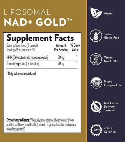NAD+ GOLD 50 mg QuickSilver Scientific