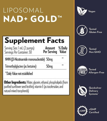 NAD+ GOLD 50 mg QuickSilver Scientific