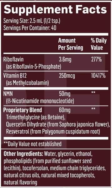 QuickSilver Scientific NAD+ Platinum 3.38 oz supplement facts