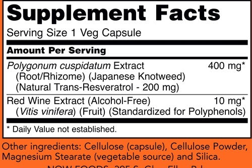 Natural Resveratrol 120 vegcaps NOW