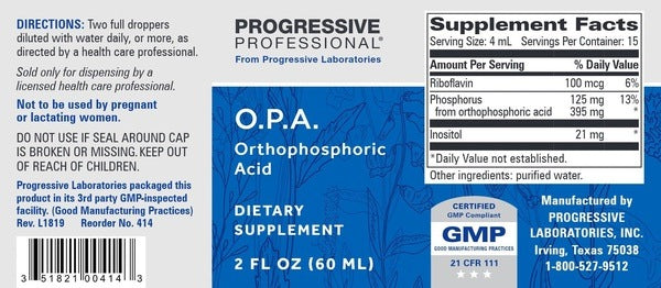 OPA Orthophosphoric Acid 2 oz Progressive Labs