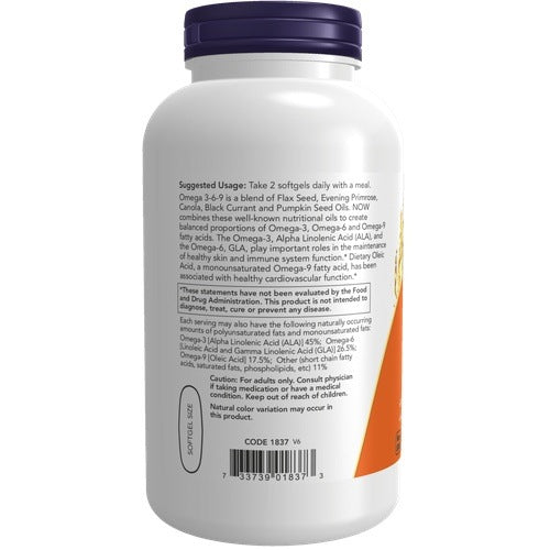 Omega 3-6-9 1000 mg 250 softgels NOW