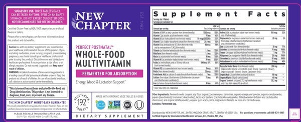 Benefits of Perfect Postnatal 192 Tabs  - 192 Tabs| New Chapter | supports energy, mood