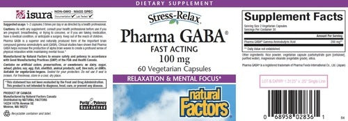 Benefits of Pharma GABA 100 mg - 60 Veg Capsules | Natural Factors | supports physical relaxation
