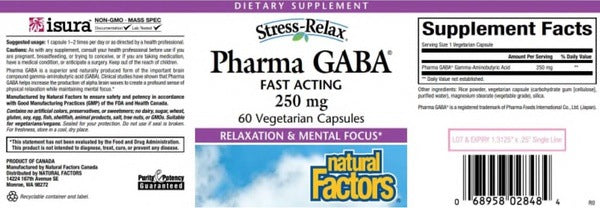 Benefits of Pharma GABA 250 mg - 60 Veg Capsules | Natural Factors | supports physical relaxation