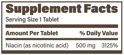 Plain Niacin 500 mg IR Endurance Product Company