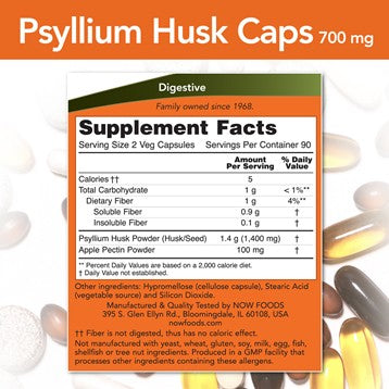 Psyllium Husk Caps 700 mg NOW