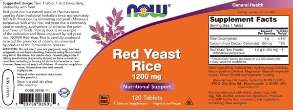 Red Yeast Rice 1200 mg NOW