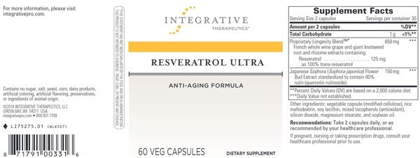 Buy Integrative Therapeutics Resveratrol Ultra 60 vegcaps