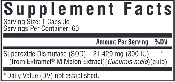 Ingredients of Sod Seeking Health - Superoxide Dismutase Per Serving