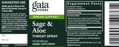 Sage and Aloe Throat Spray Gaia Herbs