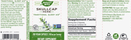 Skullcap Herb 425 mg Natures way
