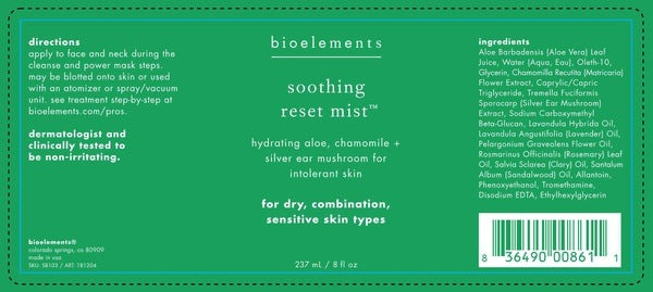 Soothing Reset Mist Bioelements INC