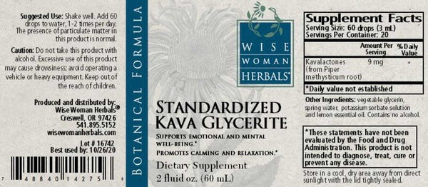 Standardized Kava Glycerite Wise Woman Herbals