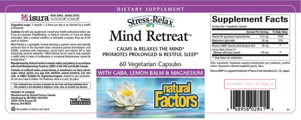Benefits of Stress Relax Mind Retreat - 60 Veg Capsules | Natural Factors | supports relaxed mind