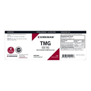 TMG 500mg w/Folinic Acid, B12 Kirkman labs