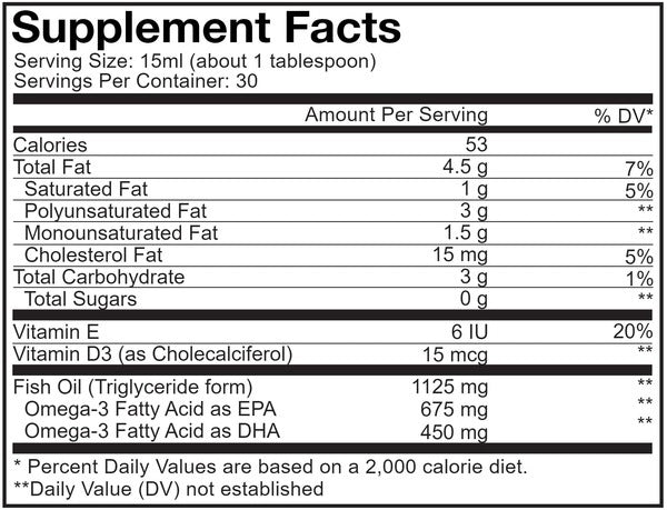 Ingredients of Teen Omega + Dietary Supplement - Vitamin E6, Vitamin D3