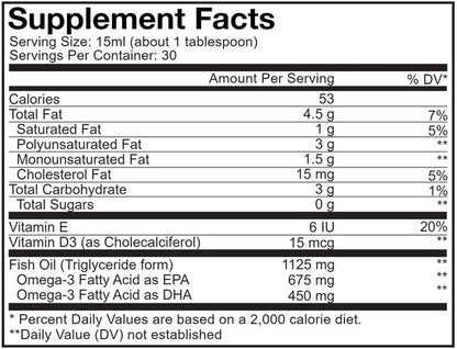 Ingredients of Teen Omega + Dietary Supplement - Vitamin E6, Vitamin D3