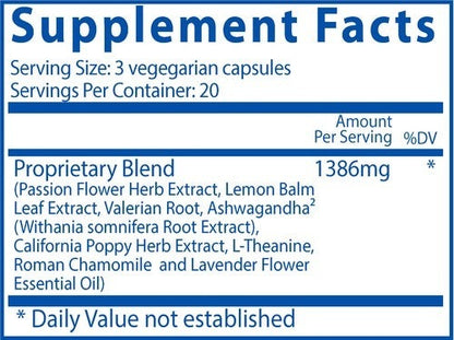 Ingredients of Tension Ease with Ashwagandha Dietary Supplement - Proprietary Blend 462 mg
