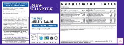 Benefits of Tiny Tabs MultiVitamin - 192 Tabs | New Chapter | Supports immune system