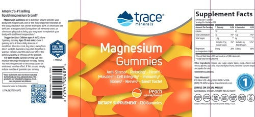 Magnesium Gummies Peach Flavor - 120 Gummies| Trace Minerals
