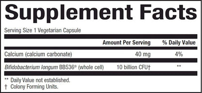 Ingredients of TravelBiotic 10 Billion dietary supplement - Bifidobacterium longum, Calcium
