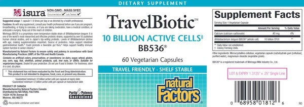 Benefits of TravelBiotic 10 Billion - 60 Veg Capsules | Natural Factors | support immune health